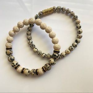 Dalmatian Jasper aromatherapy gemstone bracelet set